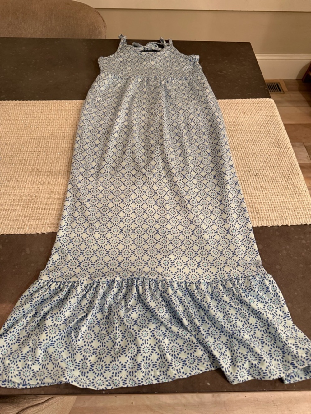 btween Blue and White Floral Casual Maxi Dress